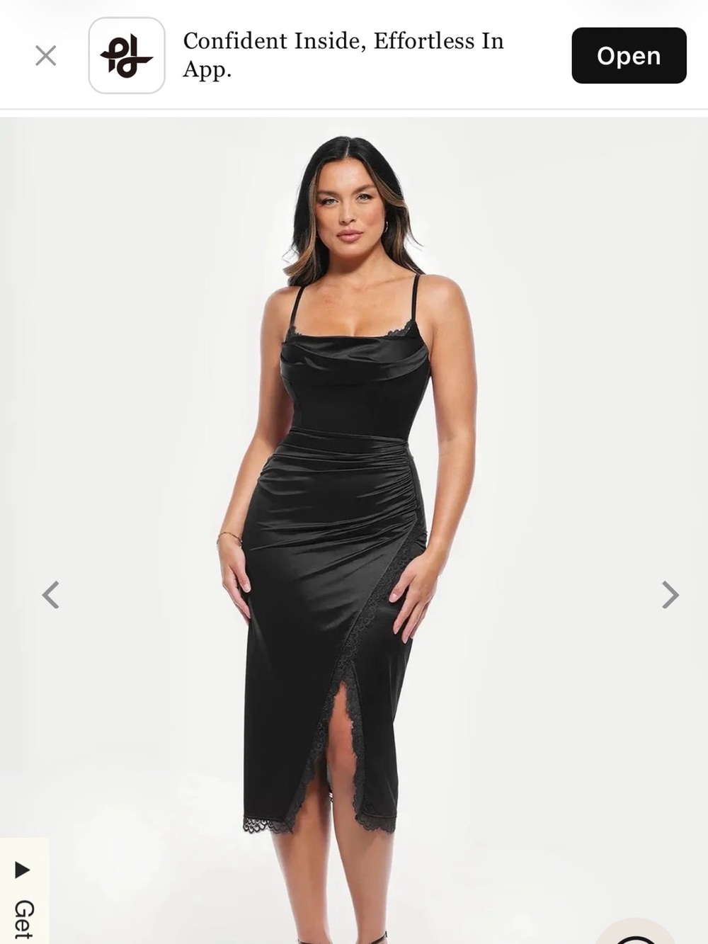 Popilush Lace Trim Sculpting Midi Dress Black XL NWT